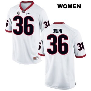 Women's Georgia Bulldogs NCAA #36 Latavious Brini Nike Stitched White Authentic College Football Jersey MOX8854NC